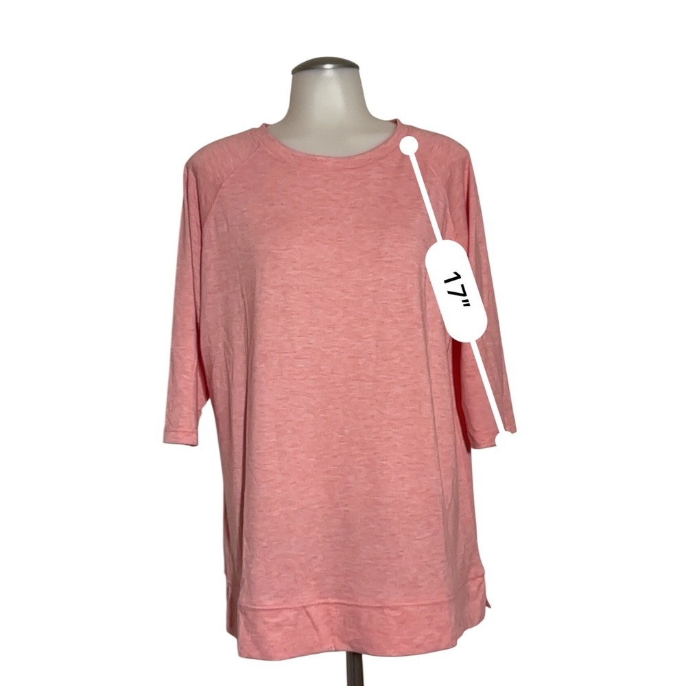 JomeDesign Tunic Top Womens Size L Pink New NWT 3/4 Raglan Sleeve Side Slit - Picture 3 of 7